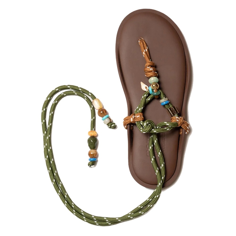 Image of Flo Twin Bead Tie Sandals - Brown