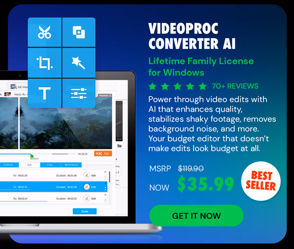 VideoProc Converter AI: Lifetime Family License (For Windows)
