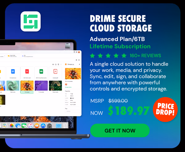 Drime Secure Cloud Storage: Lifetime Subscription (Advanced Plan/6TB)