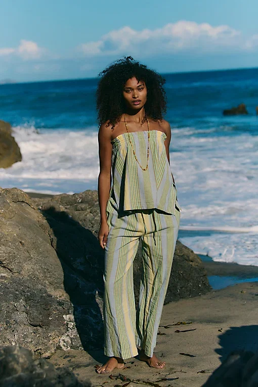 Corfu Striped Cotton Linen Set