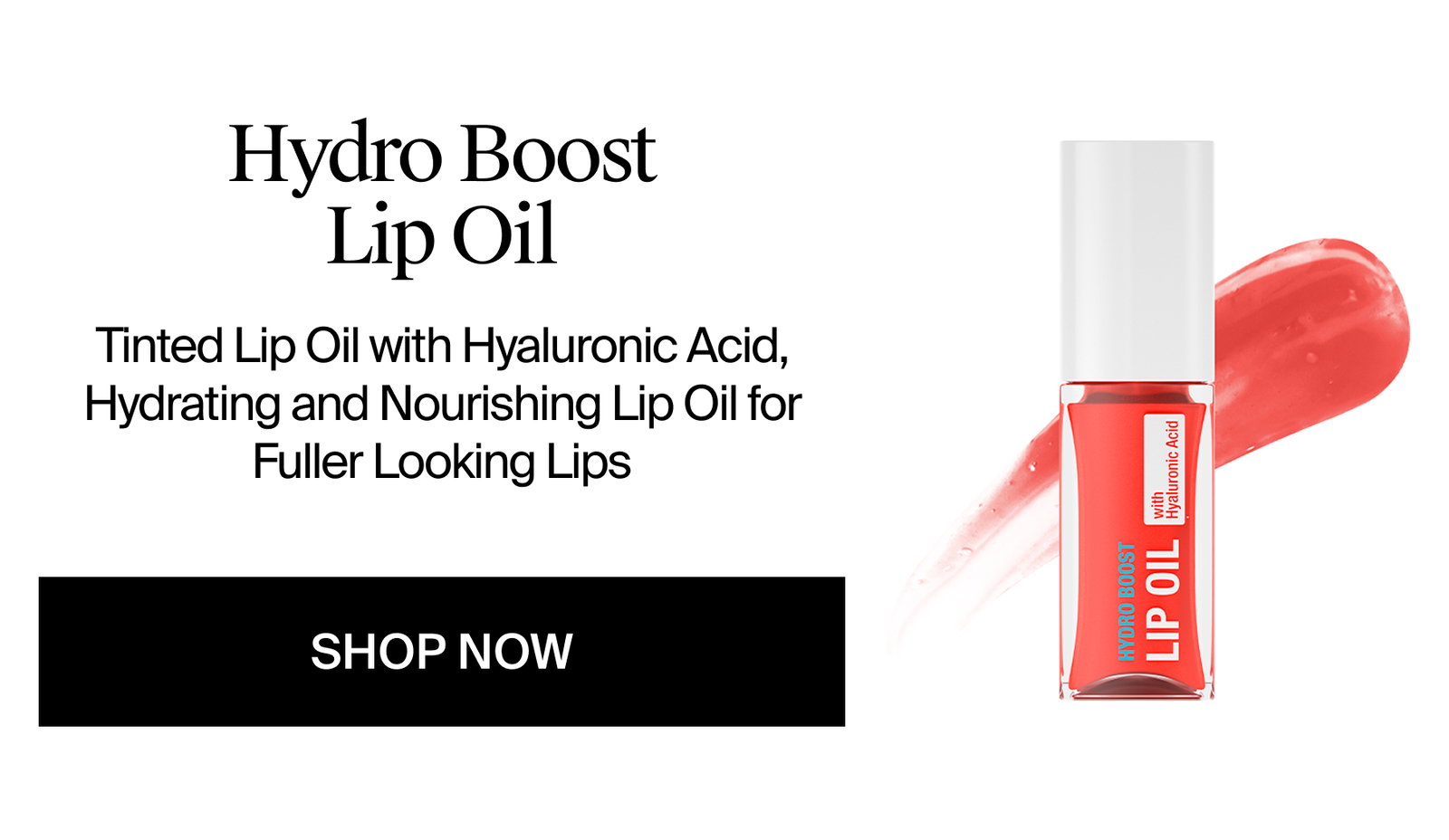 Neutrogena® Hydro Boost Lip Oil Front of Pack with Texture Swatch