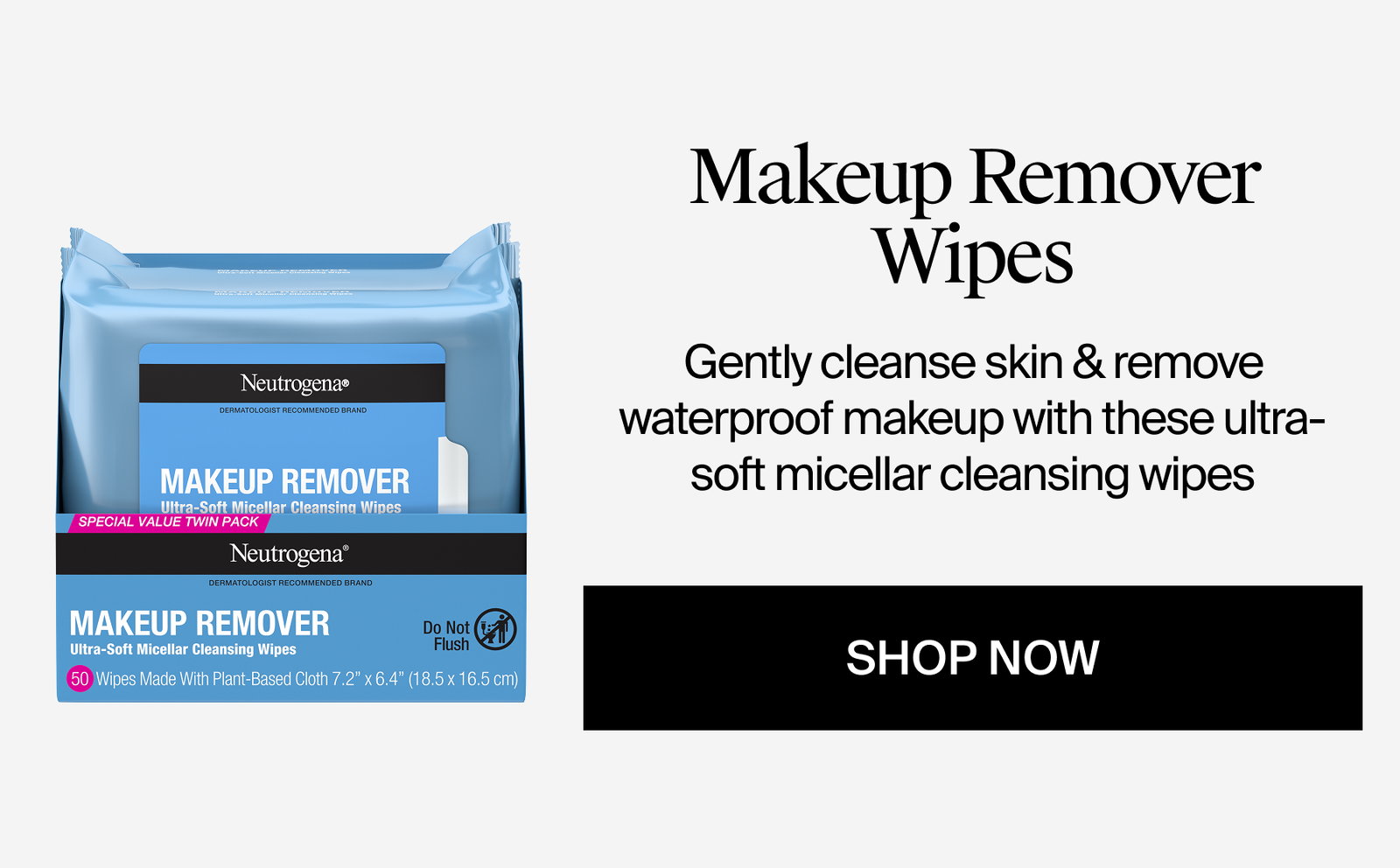 Neutrogena® Fragranced Makeup Remover Cleansing Wipes Box and Packaging