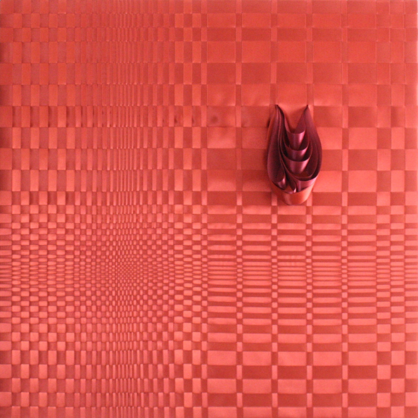 Optical illusion art in red