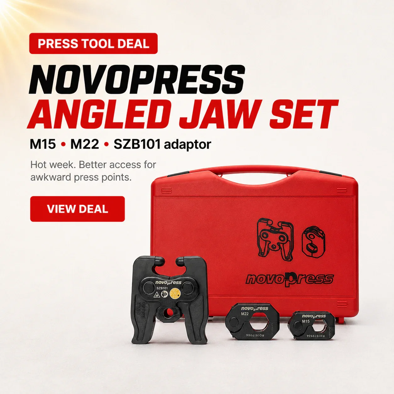 Novopress angled jaw set with M15, M22 and SZB101 adaptor