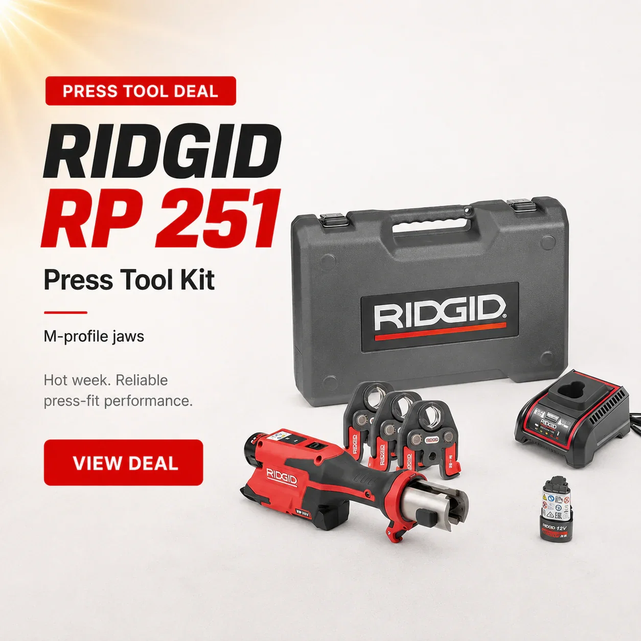 RIDGID RP 251 press tool kit with M-profile jaws