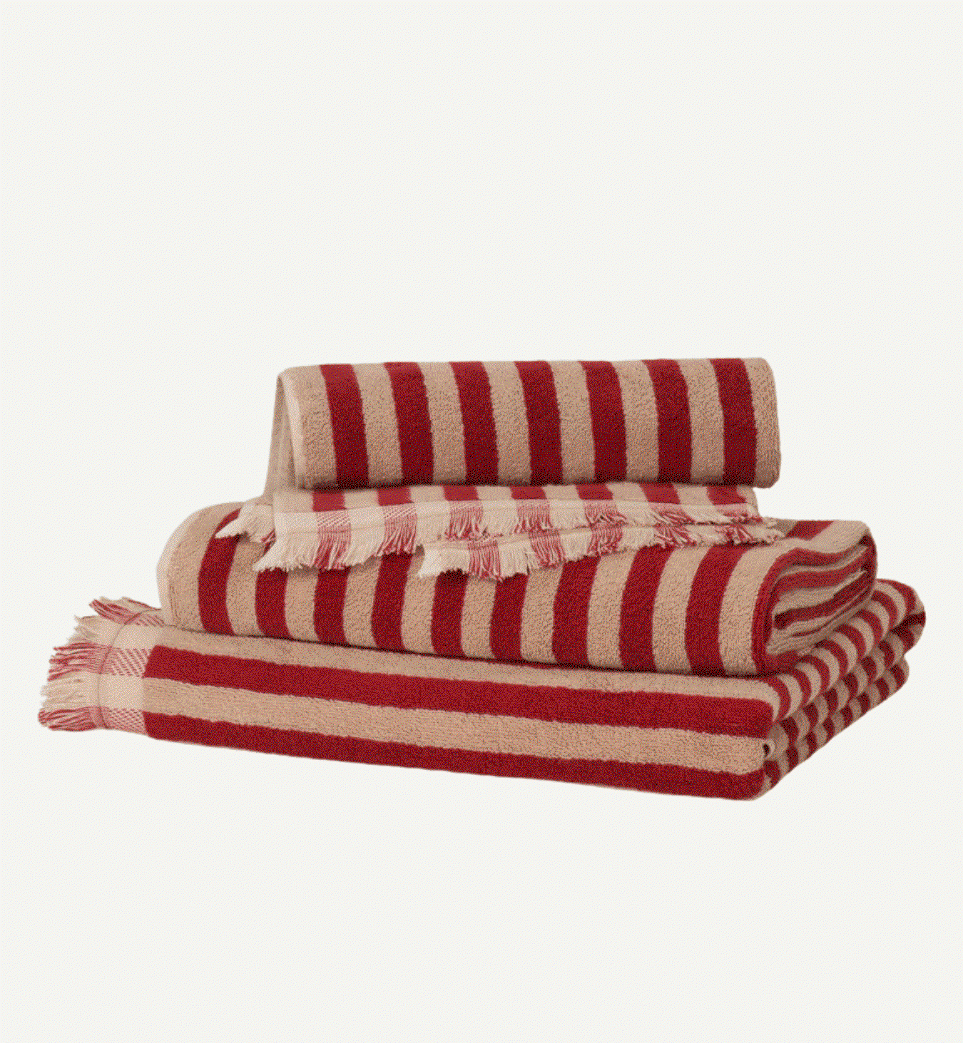 Sandstone Red Pembroke Stripe Cotton Towels
