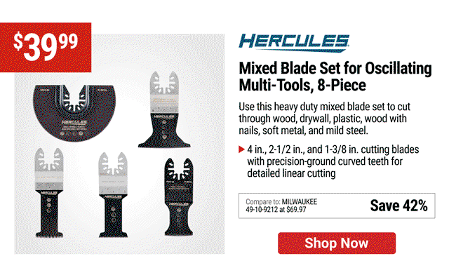HERCULES Mixed Blade Set for Oscillating Multi-Tools, 8-Piece