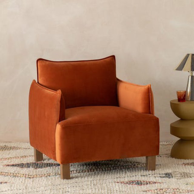 Lori Burnt Orange Velvet Armchair