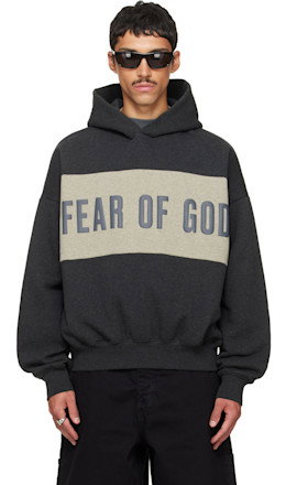Gray Cropped Relaxed Paneled Hoodie