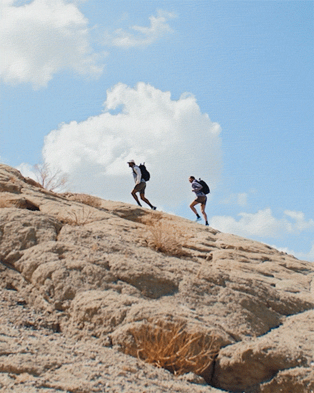 GIF of people doing multiple hiking and fishing activities