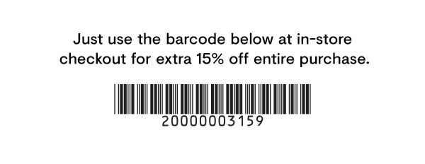Extra 15% off barcode