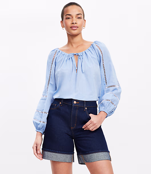 A-Line High Rise Denim Shorts in Rinse Wash
