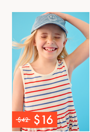 Sleeveless Playground Dress with Pockets | RWB Stripe