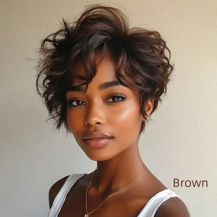 Ready to Wear Wig Pixie Cut Black Waves Short Wigs For Black Women Glueless Human Hair Wigs