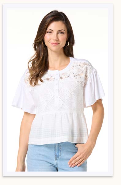 Shop Mixed Crochet Peplum Top