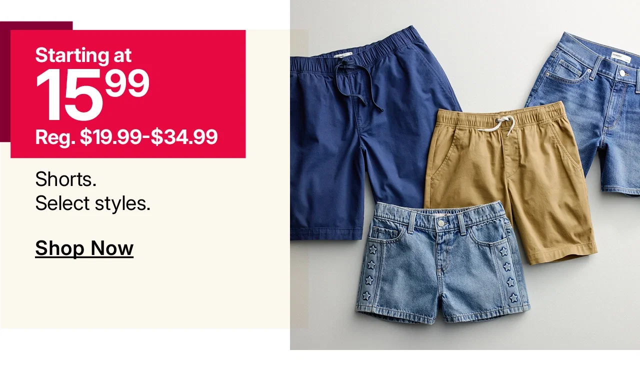 starting at $15.99 shorts