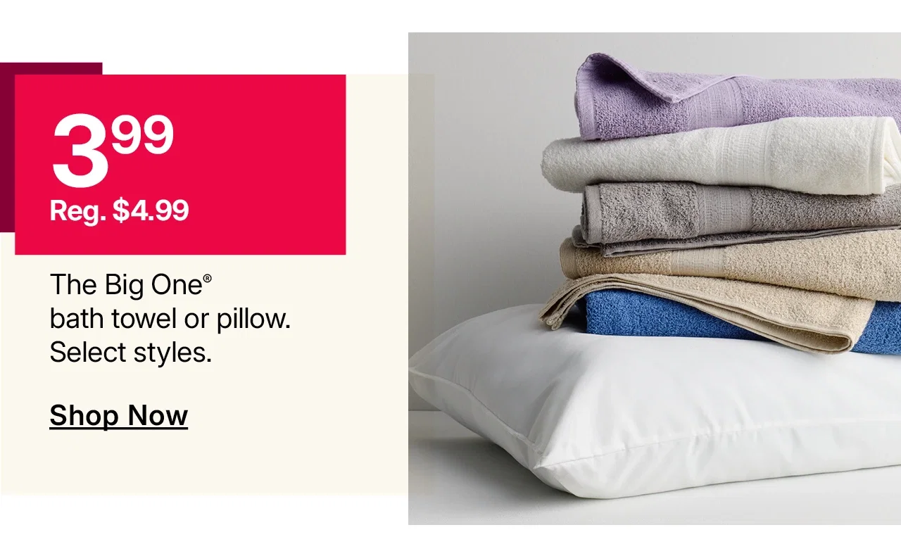 $3.99 the big one bath towel or pillow