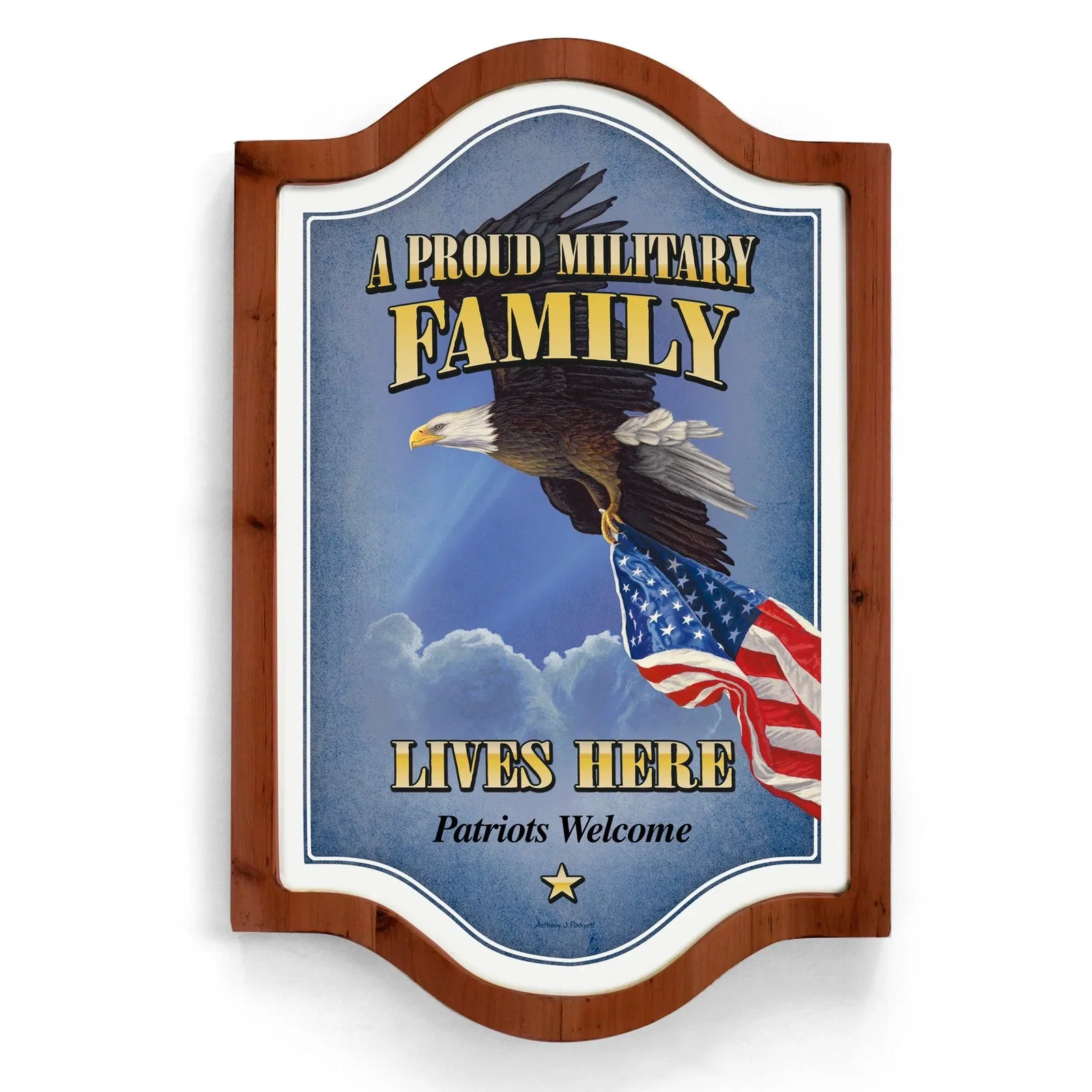 Image of Proud Military Family - 12.25" x  18.5" Vintage Framed Tin Sign