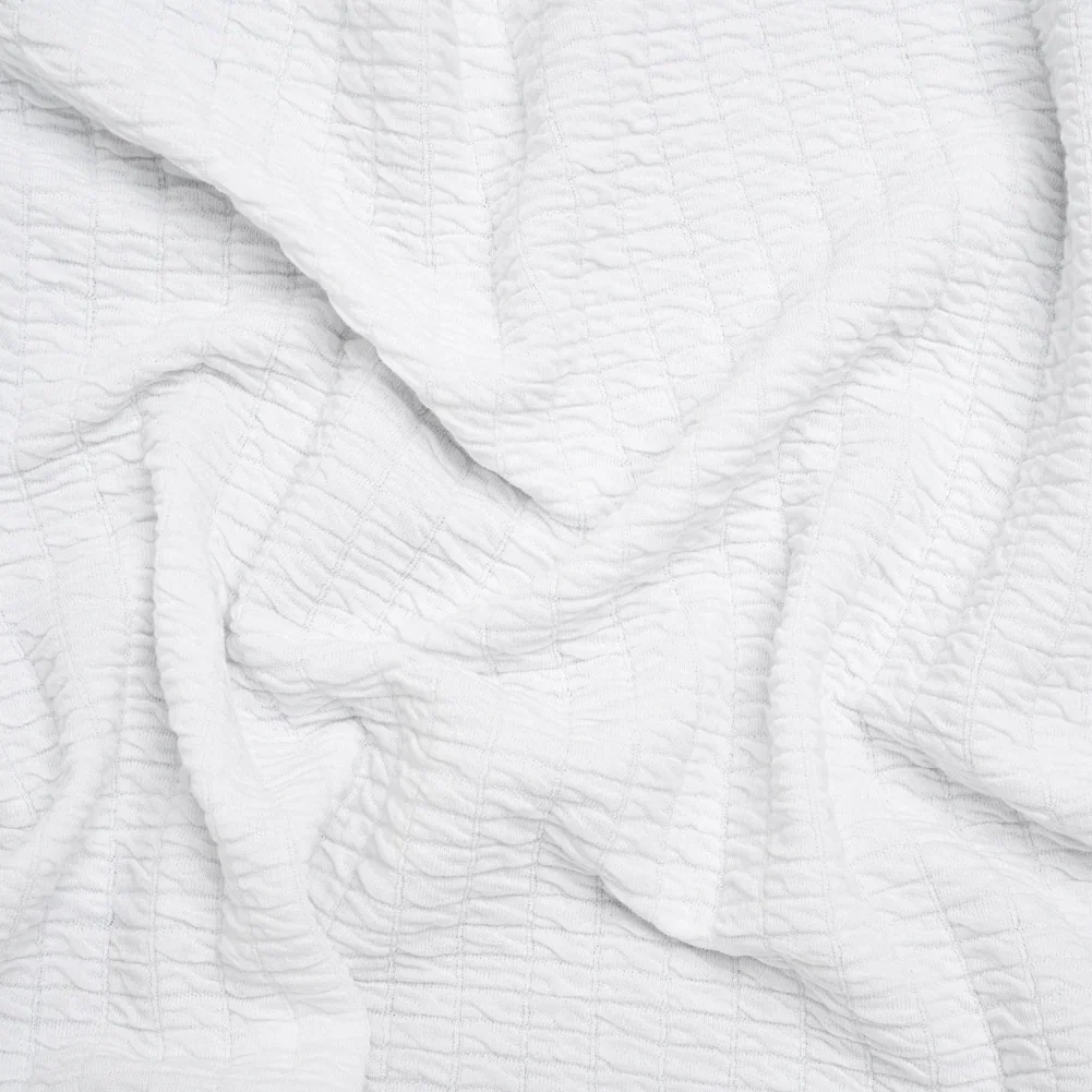 Image of Ruched Stretch Modal and Cotton Double Knit - White - Deadstock