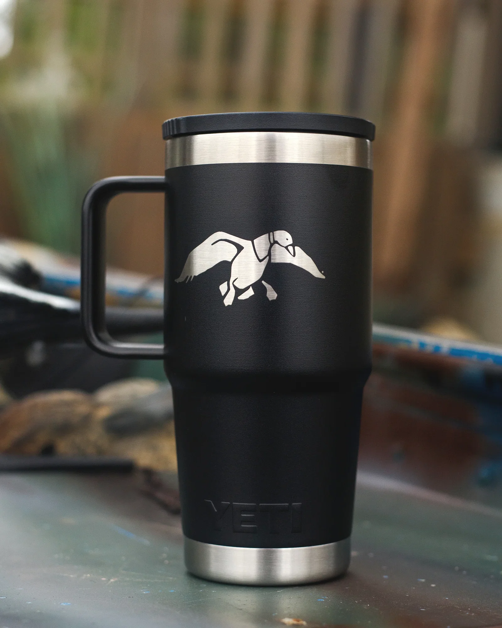 Image of Duck Commander 20oz Black Icon Yeti Rambler Straw Mug