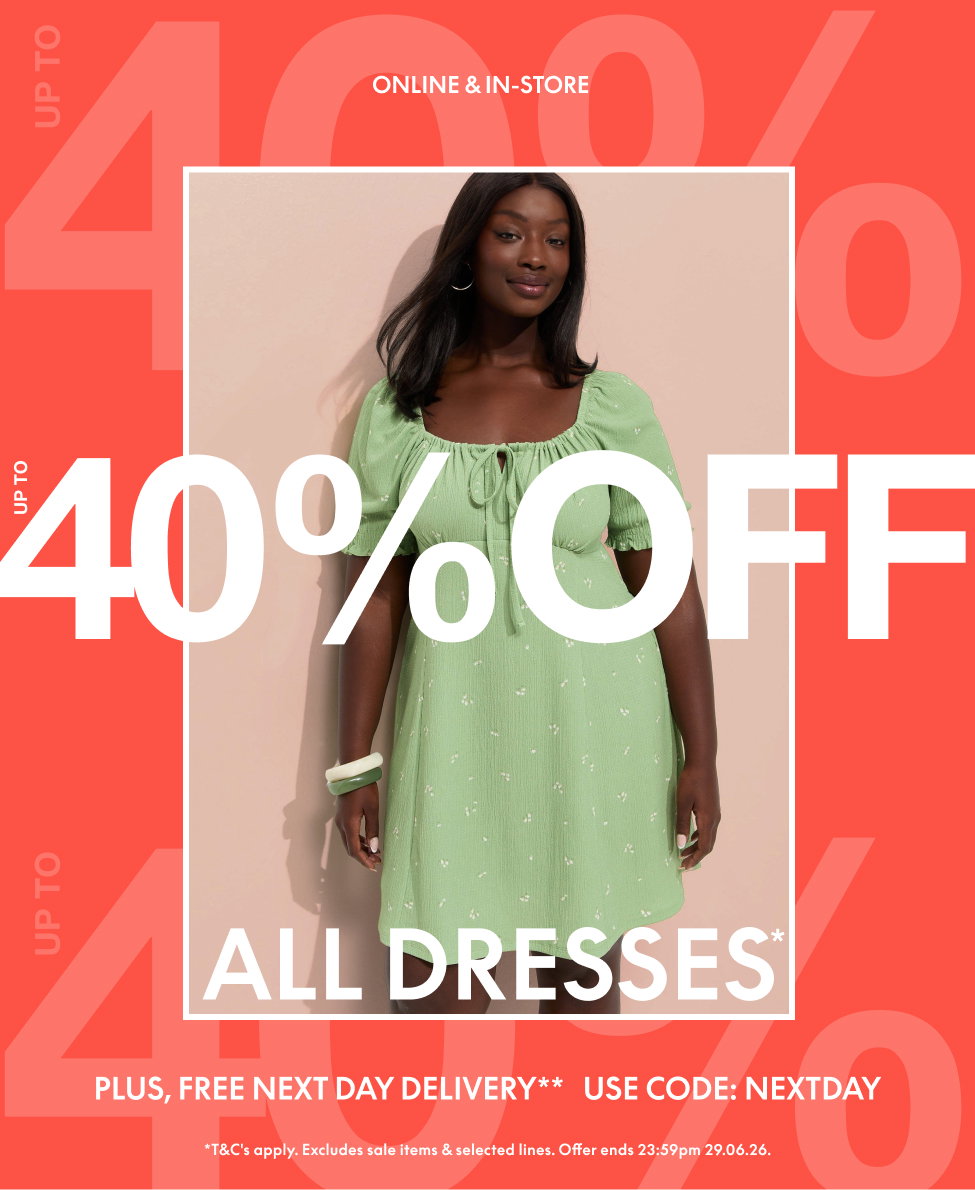 Curves - Up to 40% off dresses. Free next day delivery with code NEXTDAY