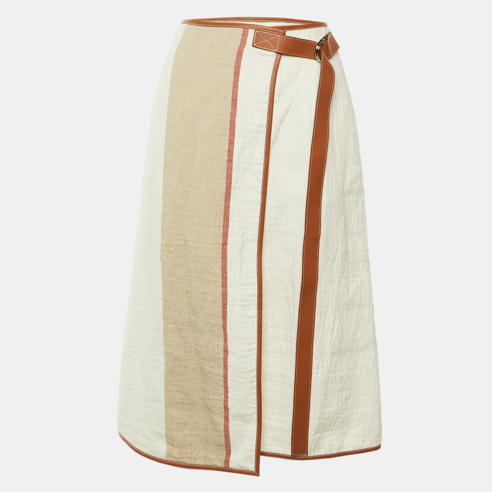 White Linen & Leather Trim Bel