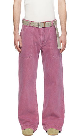 Pink Utility Flare Jeans - Sanderlak