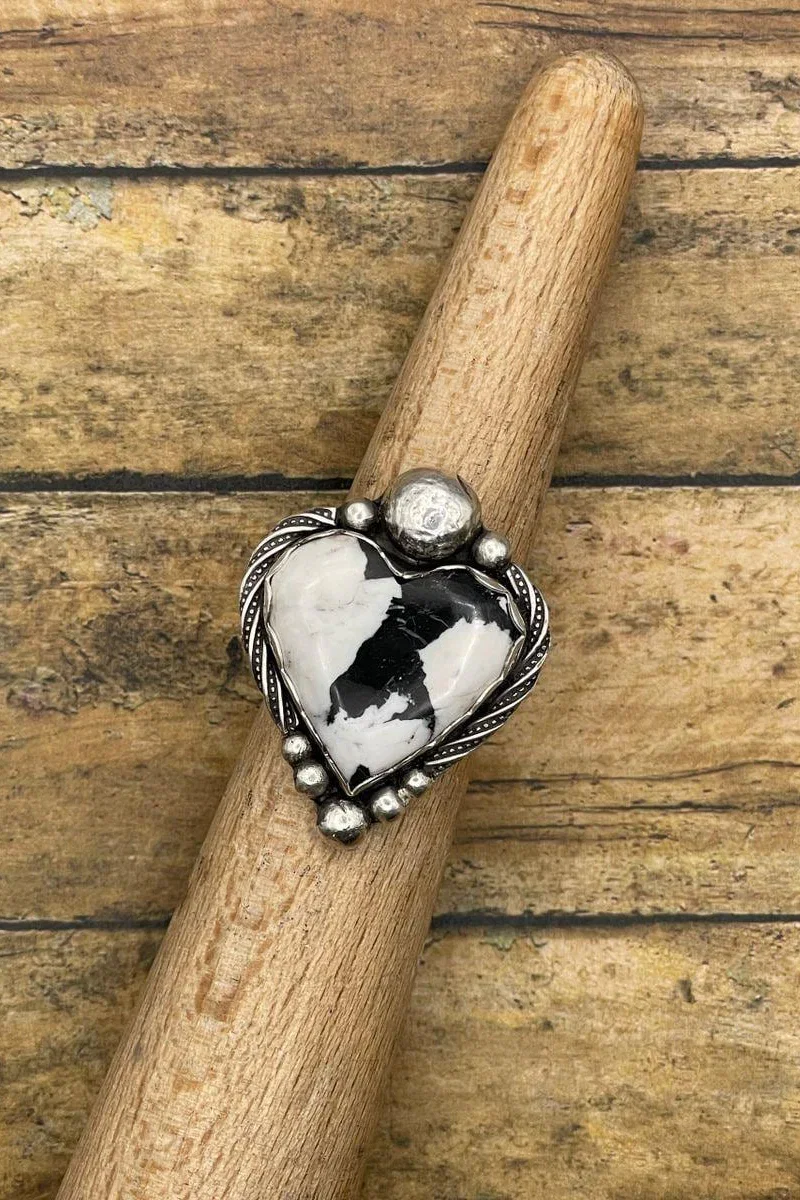 Ava - White Buffalo Turquoise Heart Ring