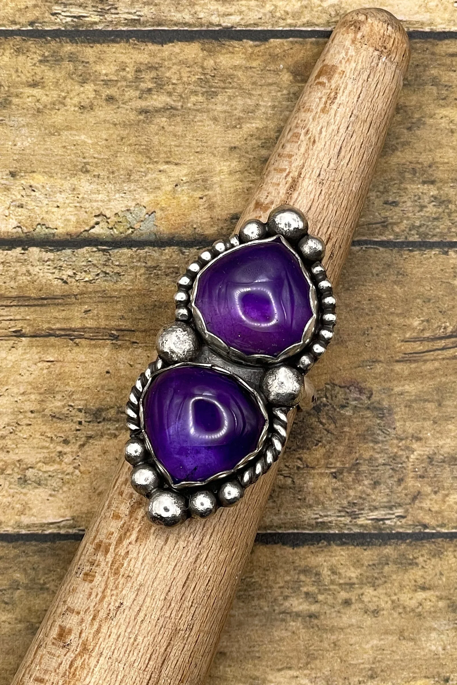 Kathleen - Purple Amethyst Double Gemstone Statement Ring