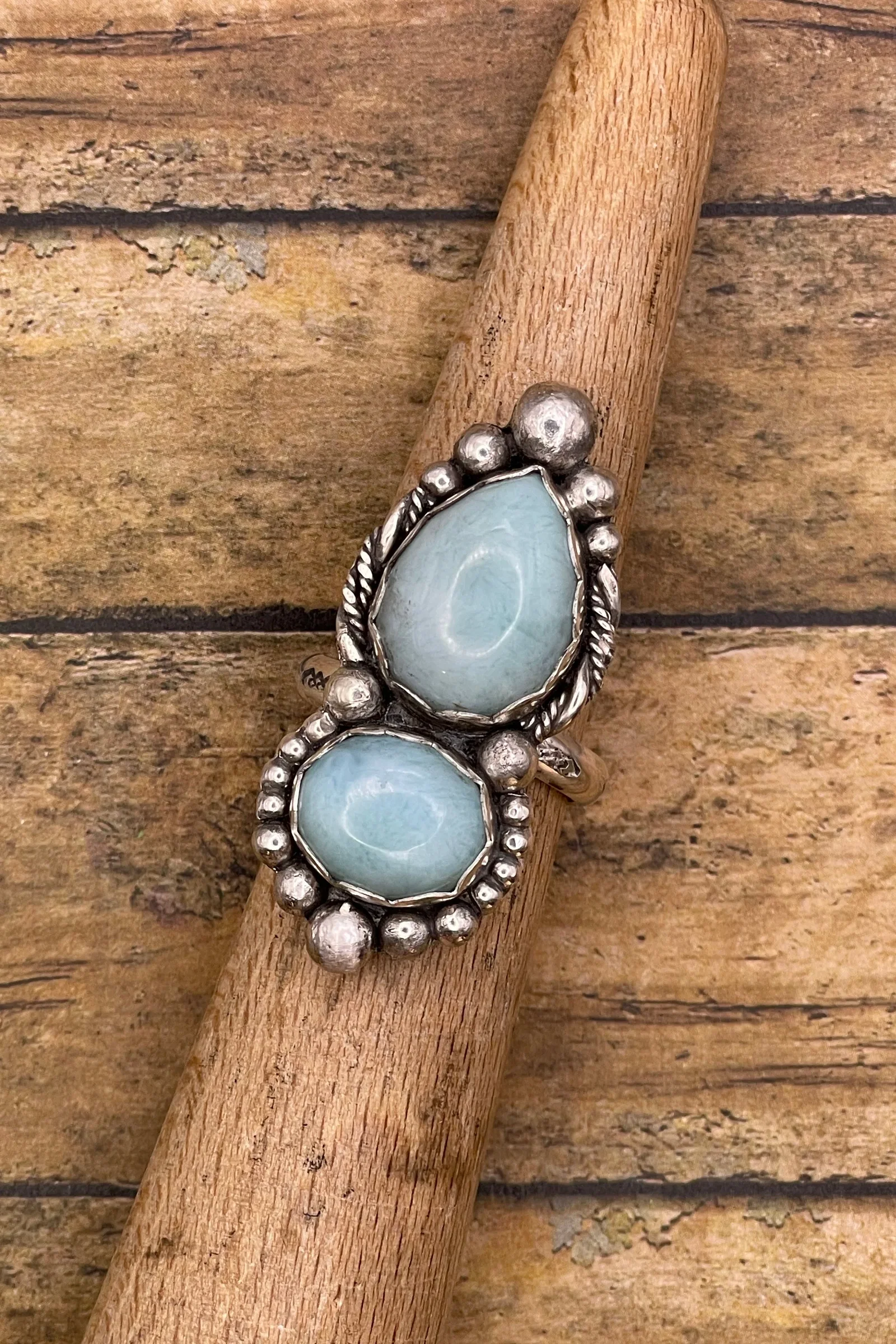 Jaclyn - Larimar Double Stone Ring