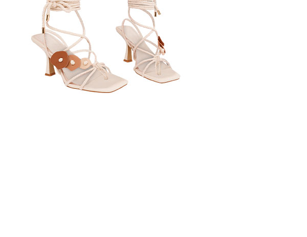 Ezekiel Strappy Sandal Heel - Ivory