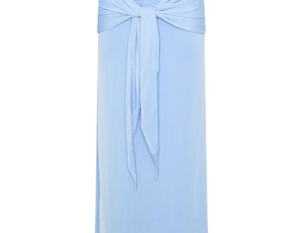 Maiara Shortsleeve Slinky Tie Maxi Dress - Sea Blue