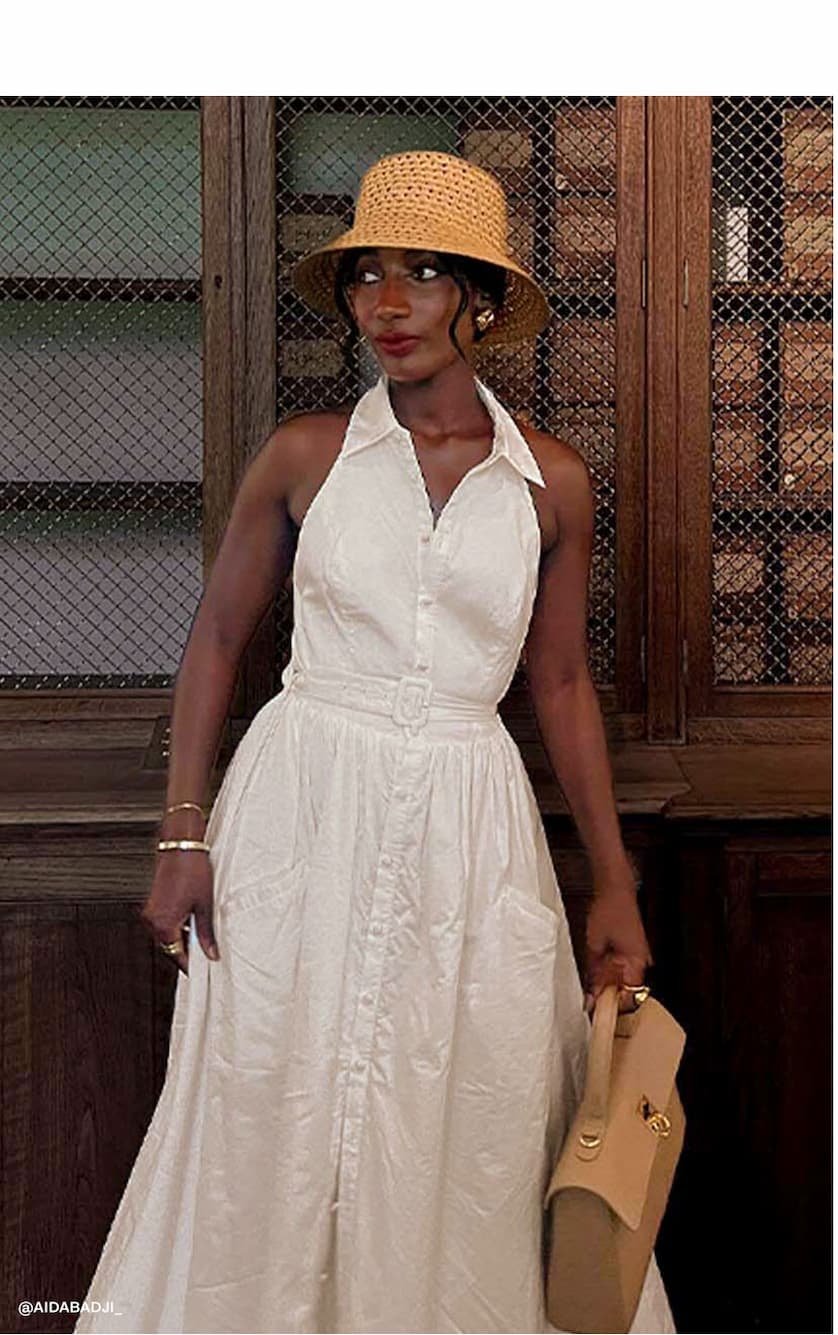 Cindy Collared Midi Dress - White