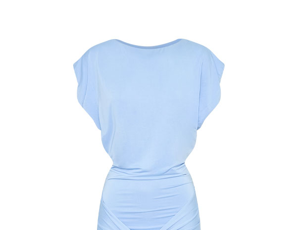 Maiara Shortsleeve Slinky Tie Maxi Dress - Sea Blue