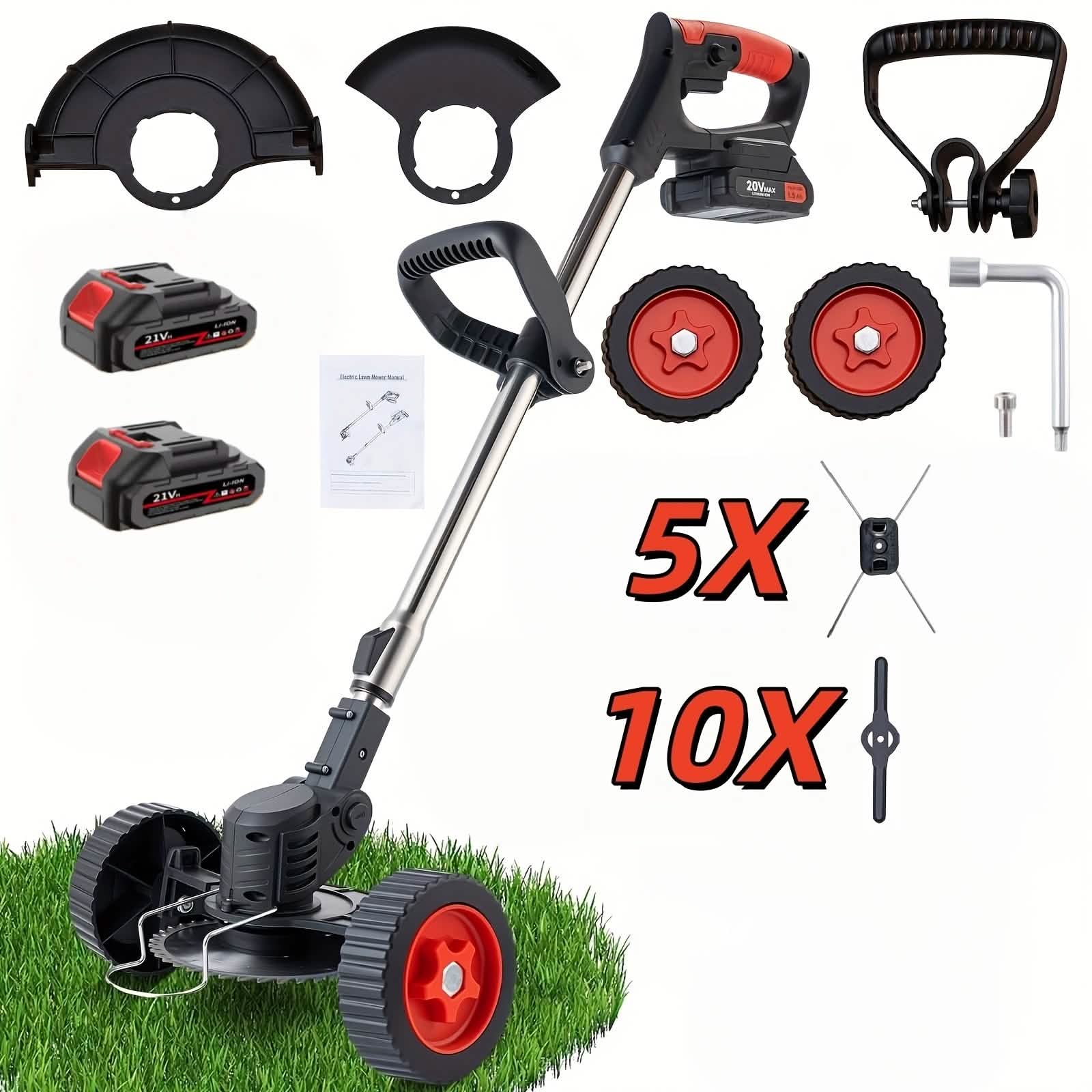 Image of Portable Wireless Electric Lawn Mower & Garden Weeder