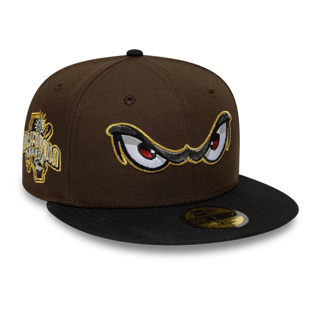 Image of Lake Elsinore Storm MiLB Pinwheel Dark Brown 59FIFTY Fitted Cap