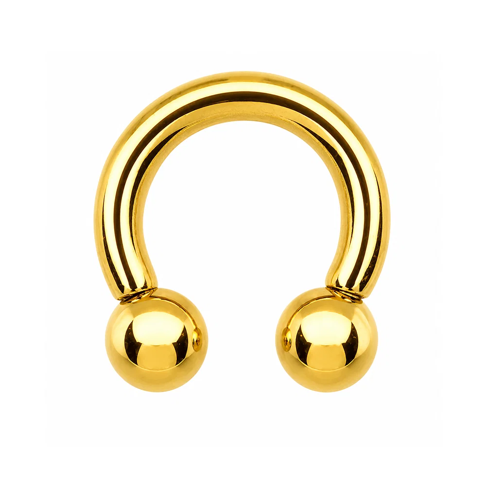 2G to 12G PVD Gold Horseshoe Circular Barbell Piercings Jewelry 1/2