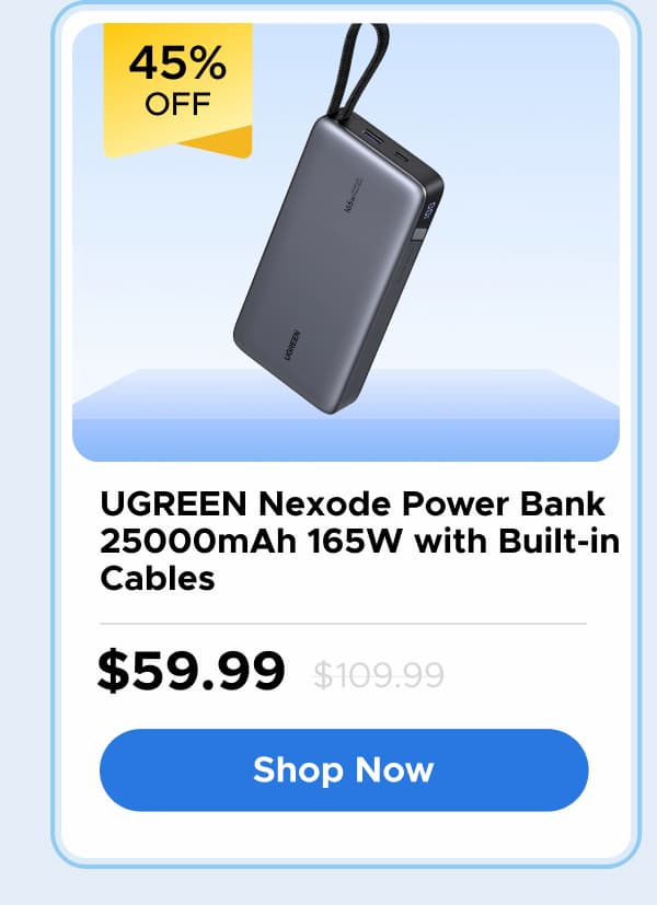 UGREEN Nexode Power Bank 25000mAh 165W with Built-in Cables