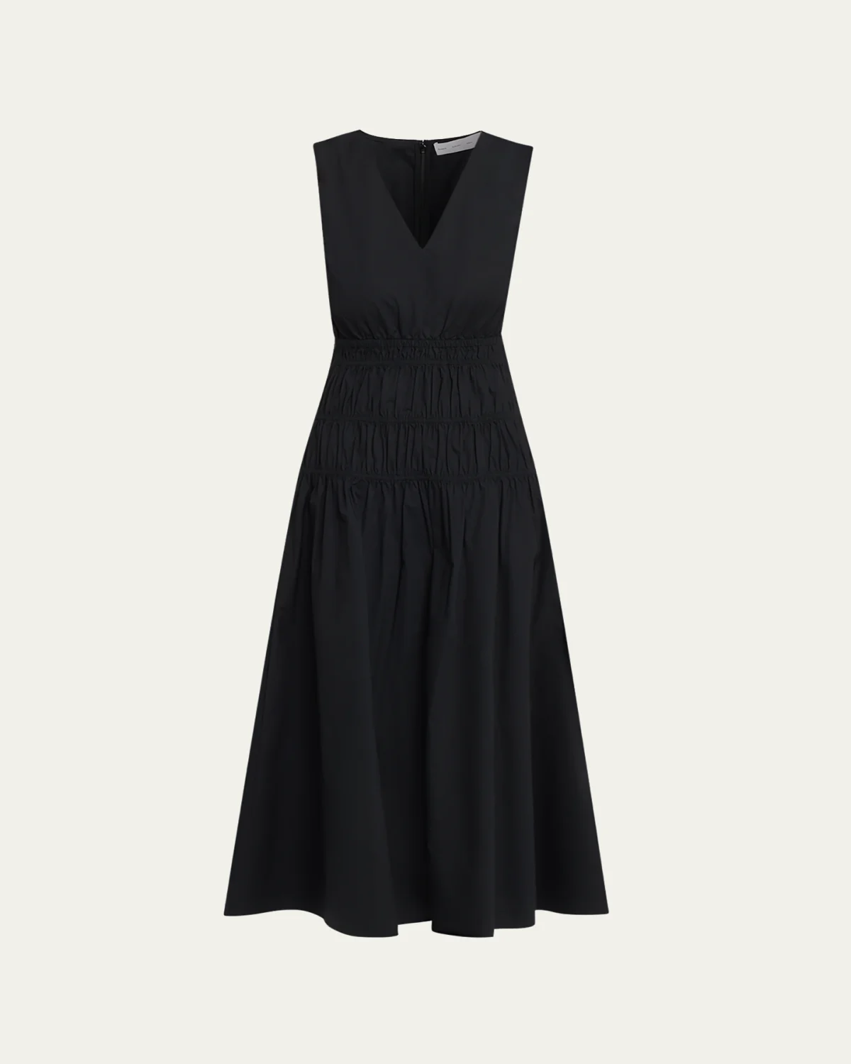 Loren Sleeveless Ruched Waist Cotton Midi Dress