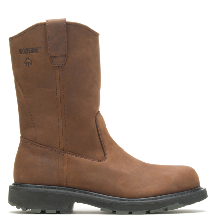 Wolverine - Men's DD Work Steel Toe Wellington - Dark Brown colorway.