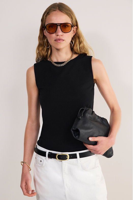 Kayla Jersey Top - Black