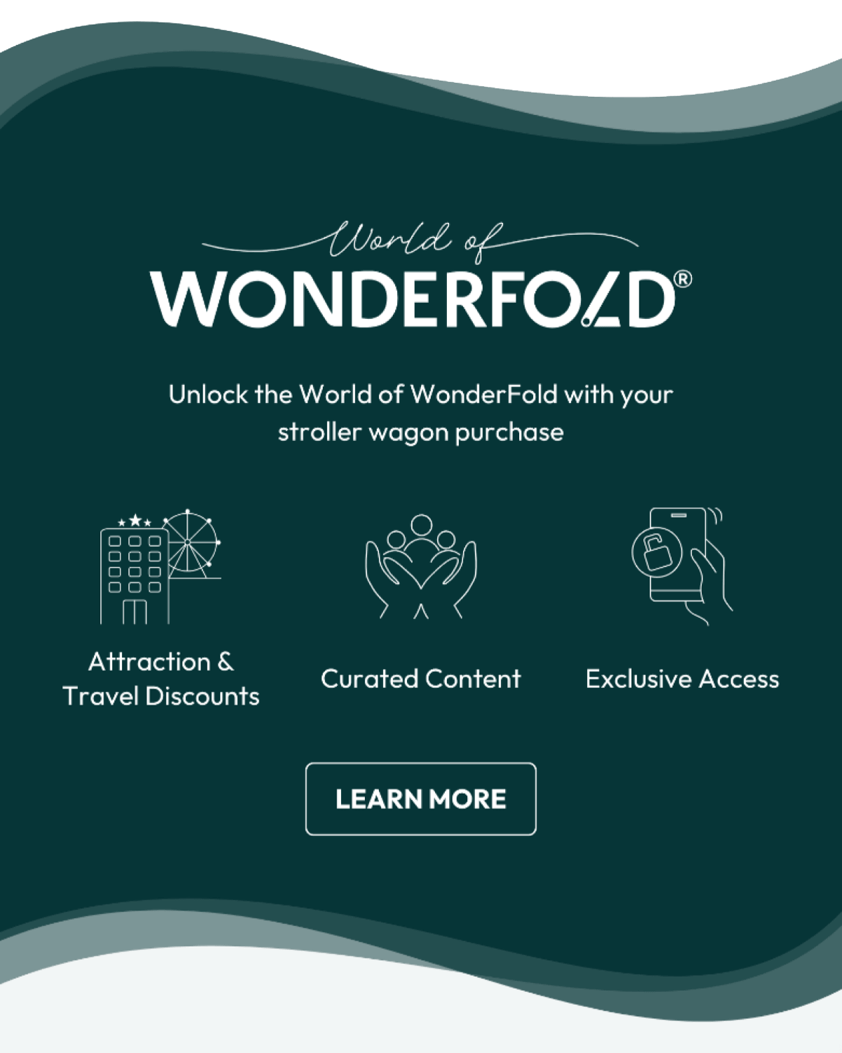World of WONDERFOLD | Unlock the World of WonderFold with your stroller wagon purchase | - Attraction & Travel Discounts - Curated Content - Exclusive Access | LEARN MORE