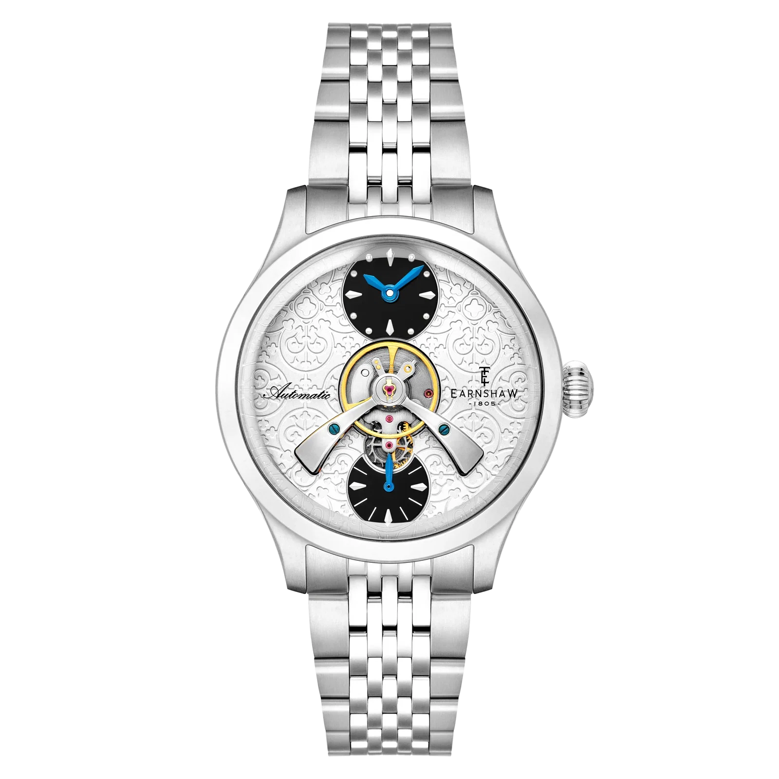 Image of Thomas Earnshaw Men's 42mm Dalton Automatic Open Heart Balance Bracelet Watch