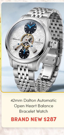 ES-8318-11  Thomas Earnshaw | Men's 42mm Dalton Automatic Open Heart Balance Bracelet Watch – Brand New $287