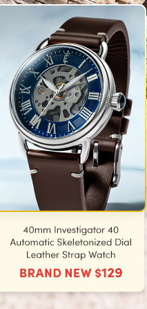 ES-8307-02 Thomas Earnshaw | Men's 40mm Investigator 40 Automatic Skeletonized Dial Leather Strap Watch – Brand New $129
