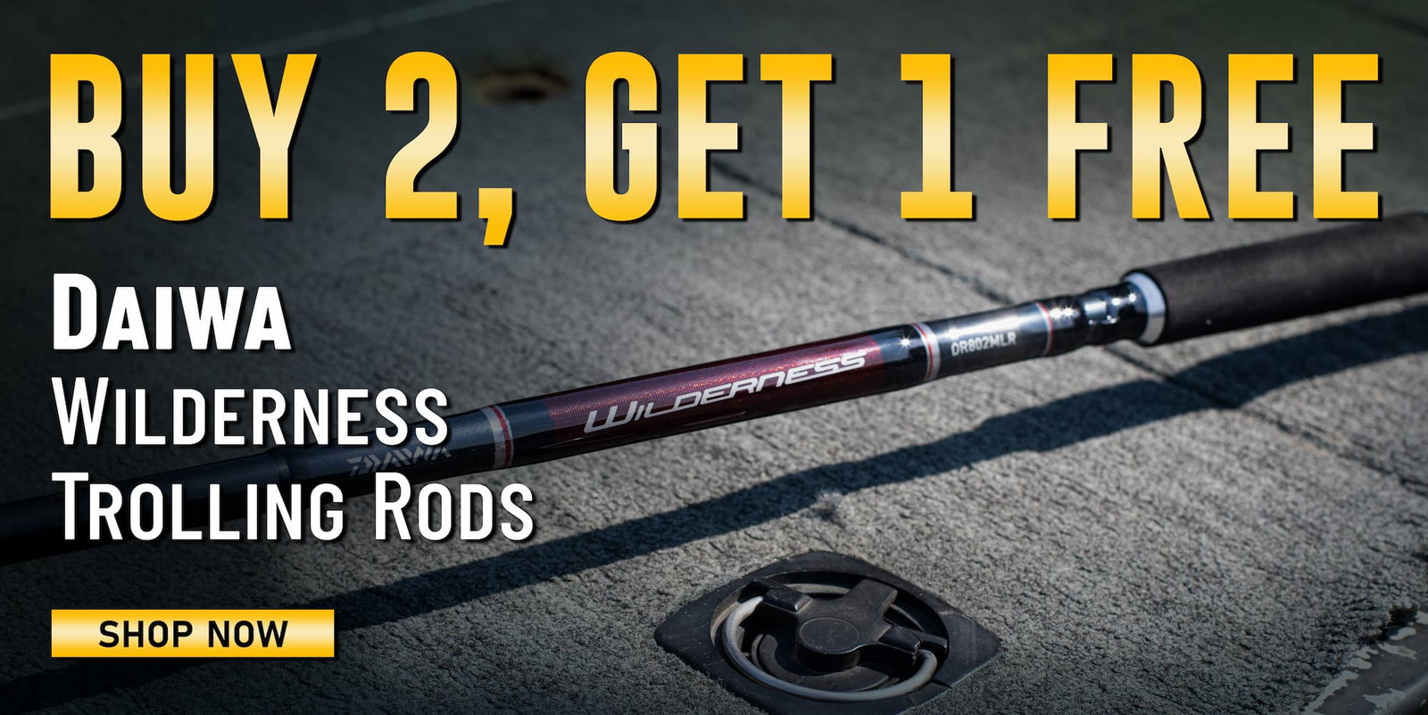 Buy 2, Get 1 Free Daiwa Wilderness Trolling Rods Shop Now