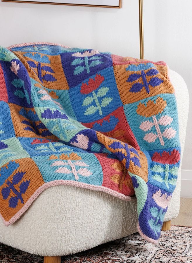 Free Meadow Mosaic Knit Blanket Pattern