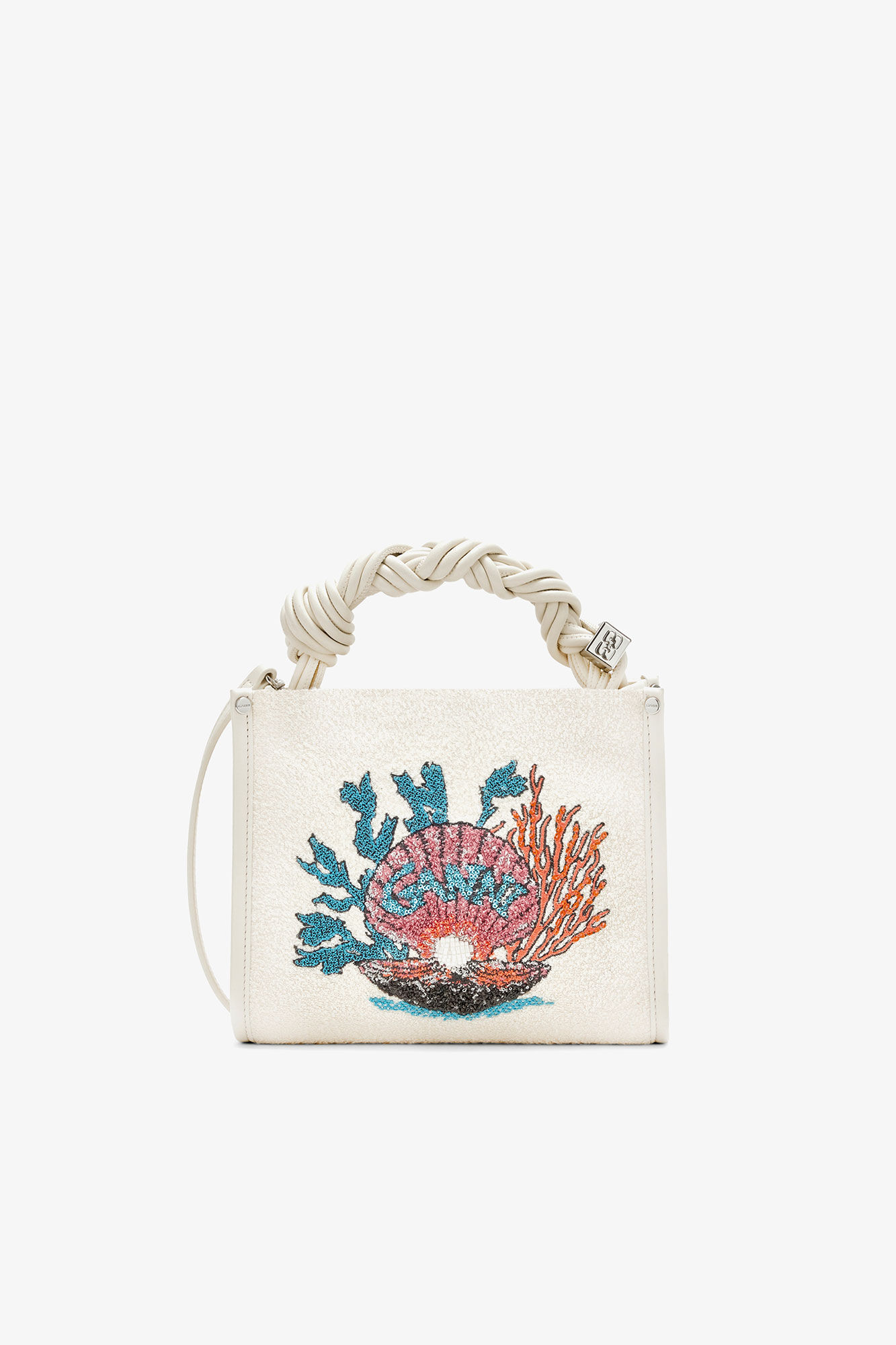 Small Bou Shopper bag in white terry cloth