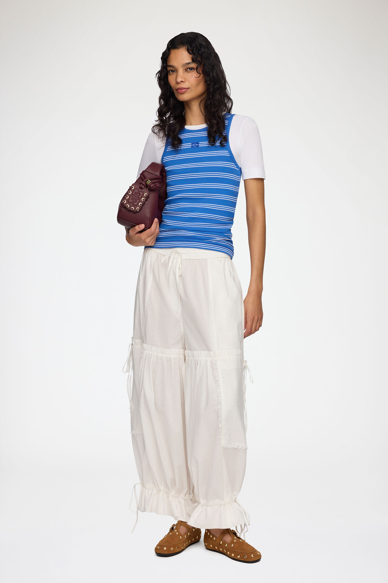 Trousers in White Cotton
