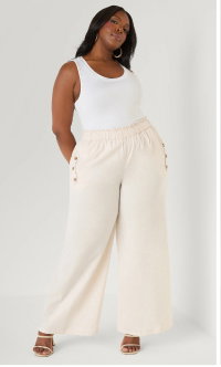 Button Detailed Cotton Blend Pants
